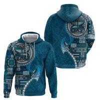 Samoan Siapo Art Tattoo Polynesian Pattern Zip Hoodie Teal Color - Polynesian Pride