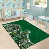 Samoan Siapo Art Tattoo Polynesian Pattern Area Rug Green Color - Polynesian Pride