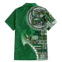 Samoan Siapo Art Tattoo Polynesian Pattern Family Matching Mermaid Dress and Hawaiian Shirt Green Color LT03 - Polynesian Pride