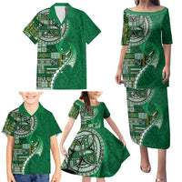 Samoan Siapo Art Tattoo Polynesian Pattern Family Matching Puletasi and Hawaiian Shirt Green Color LT03 - Polynesian Pride