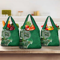 Samoan Siapo Art Tattoo Polynesian Pattern Grocery Bag Green Color - Polynesian Pride