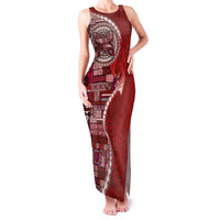 Samoan Siapo Art Tattoo Polynesian Pattern Family Matching Tank Maxi Dress and Hawaiian Shirt Red Color LT03 Mom's Dress Red - Polynesian Pride