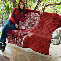Samoan Siapo Art Tattoo Polynesian Pattern Quilt Red Color - Polynesian Pride