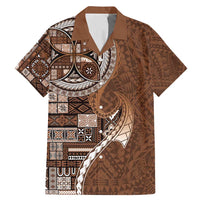 Samoan Siapo Art Tattoo Polynesian Pattern Family Matching Mermaid Dress and Hawaiian Shirt Brown Color LT03 Dad's Shirt - Short Sleeve Brown - Polynesian Pride
