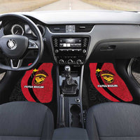 Papua New Guinea Mask Festival Car Mats Papua Niugini Tribe Mask Melanesian Pattern LT03 Set 2pcs - Front Red - Polynesian Pride