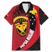 Papua New Guinea Mask Festival Family Matching Mermaid Dress and Hawaiian Shirt Papua Niugini Tribe Mask Melanesian Pattern LT03 Dad's Shirt - Short Sleeve Red - Polynesian Pride