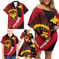 Papua New Guinea Mask Festival Family Matching Off Shoulder Short Dress and Hawaiian Shirt Papua Niugini Tribe Mask Melanesian Pattern LT03 - Polynesian Pride