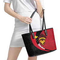 Papua New Guinea Mask Festival Leather Tote Bag Papua Niugini Tribe Mask Melanesian Pattern LT03 - Polynesian Pride