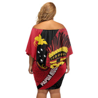 Papua New Guinea Mask Festival Off Shoulder Short Dress Papua Niugini Tribe Mask Melanesian Pattern LT03 - Polynesian Pride