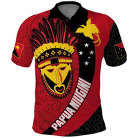 Papua New Guinea Mask Festival Polo Shirt Papua Niugini Tribe Mask Melanesian Pattern LT03 Red - Polynesian Pride