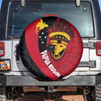 Papua New Guinea Mask Festival Spare Tire Cover Papua Niugini Tribe Mask Melanesian Pattern LT03 Red - Polynesian Pride