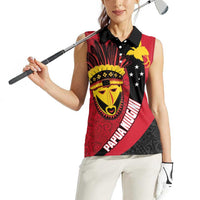 Papua New Guinea Mask Festival Women Sleeveless Polo Shirt Papua Niugini Tribe Mask Melanesian Pattern LT03 - Polynesian Pride