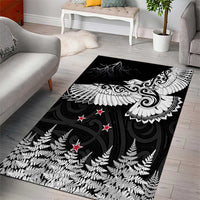 New Zealand Kea Bird Area Rug Maori Tattoo and Silver Fern Black Color LT03 - Polynesian Pride