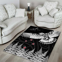 New Zealand Kea Bird Area Rug Maori Tattoo and Silver Fern Black Color LT03 - Polynesian Pride