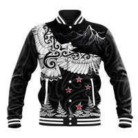 New Zealand Kea Bird Baseball Jacket Maori Tattoo and Silver Fern Black Color LT03 Unisex Black - Polynesian Pride
