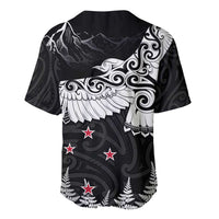New Zealand Kea Bird Baseball Jersey Maori Tattoo and Silver Fern Black Color LT03 - Polynesian Pride