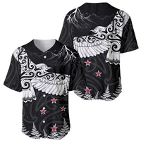 New Zealand Kea Bird Baseball Jersey Maori Tattoo and Silver Fern Black Color LT03 - Polynesian Pride