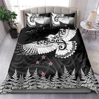 New Zealand Kea Bird Bedding Set Maori Tattoo and Silver Fern Black Color LT03 - Polynesian Pride