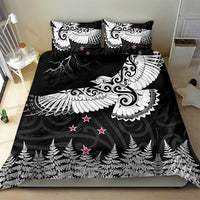 New Zealand Kea Bird Bedding Set Maori Tattoo and Silver Fern Black Color LT03 - Polynesian Pride