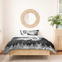 New Zealand Kea Bird Bedding Set Maori Tattoo and Silver Fern Black Color LT03 - Polynesian Pride