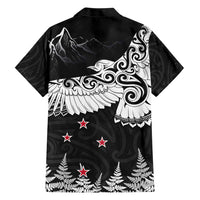 New Zealand Kea Bird Family Matching Short Sleeve Bodycon Dress and Hawaiian Shirt Maori Tattoo and Silver Fern Black Color LT03 - Polynesian Pride