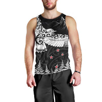 New Zealand Kea Bird Men Tank Top Maori Tattoo and Silver Fern Black Color LT03 - Polynesian Pride