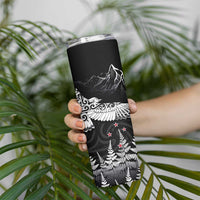 New Zealand Kea Bird Skinny Tumbler Maori Tattoo and Silver Fern Black Color LT03 - Polynesian Pride