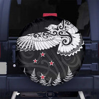 New Zealand Kea Bird Spare Tire Cover Maori Tattoo and Silver Fern Black Color LT03 - Polynesian Pride
