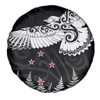 New Zealand Kea Bird Spare Tire Cover Maori Tattoo and Silver Fern Black Color LT03 - Polynesian Pride