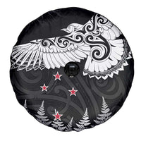 New Zealand Kea Bird Spare Tire Cover Maori Tattoo and Silver Fern Black Color LT03 - Polynesian Pride