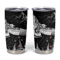 New Zealand Kea Bird Tumbler Cup Maori Tattoo and Silver Fern Black Color LT03 Black - Polynesian Pride