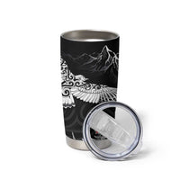 New Zealand Kea Bird Tumbler Cup Maori Tattoo and Silver Fern Black Color LT03 - Polynesian Pride