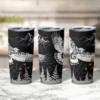 New Zealand Kea Bird Tumbler Cup Maori Tattoo and Silver Fern Black Color LT03 - Polynesian Pride