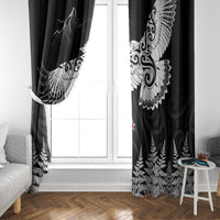 New Zealand Kea Bird Window Curtain Maori Tattoo and Silver Fern Black Color LT03 - Polynesian Pride