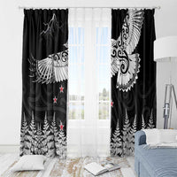 New Zealand Kea Bird Window Curtain Maori Tattoo and Silver Fern Black Color LT03 - Polynesian Pride