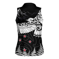 New Zealand Kea Bird Women Sleeveless Polo Shirt Maori Tattoo and Silver Fern Black Color LT03 - Polynesian Pride