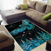 New Zealand Kea Bird Area Rug Maori Tattoo and Silver Fern Paua Shell Style LT03 - Polynesian Pride
