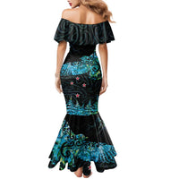 New Zealand Kea Bird Family Matching Mermaid Dress and Hawaiian Shirt Maori Tattoo and Silver Fern Paua Shell Style LT03 - Polynesian Pride