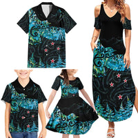 New Zealand Kea Bird Family Matching Summer Maxi Dress and Hawaiian Shirt Maori Tattoo and Silver Fern Paua Shell Style LT03 - Polynesian Pride