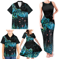 New Zealand Kea Bird Family Matching Tank Maxi Dress and Hawaiian Shirt Maori Tattoo and Silver Fern Paua Shell Style LT03 - Polynesian Pride