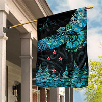 New Zealand Kea Bird Garden Flag Maori Tattoo and Silver Fern Paua Shell Style LT03 House Flag Black - Polynesian Pride