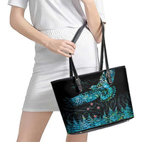 New Zealand Kea Bird Leather Tote Bag Maori Tattoo and Silver Fern Paua Shell Style LT03 - Polynesian Pride