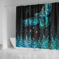 New Zealand Kea Bird Shower Curtain Maori Tattoo and Silver Fern Paua Shell Style LT03 - Polynesian Pride