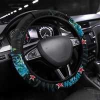 New Zealand Kea Bird Steering Wheel Cover Maori Tattoo and Silver Fern Paua Shell Style LT03 Universal Fit Black - Polynesian Pride
