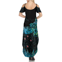 New Zealand Kea Bird Summer Maxi Dress Maori Tattoo and Silver Fern Paua Shell Style LT03 - Polynesian Pride