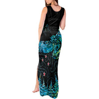 New Zealand Kea Bird Tank Maxi Dress Maori Tattoo and Silver Fern Paua Shell Style LT03 - Polynesian Pride