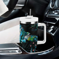 New Zealand Kea Bird Tumbler With Handle Maori Tattoo and Silver Fern Paua Shell Style LT03 - Polynesian Pride