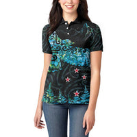 New Zealand Kea Bird Women Polo Shirt Maori Tattoo and Silver Fern Paua Shell Style LT03 - Polynesian Pride