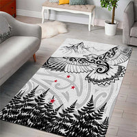 New Zealand Kea Bird Area Rug Maori Tattoo and Silver Fern White Color LT03 - Polynesian Pride