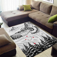 New Zealand Kea Bird Area Rug Maori Tattoo and Silver Fern White Color LT03 - Polynesian Pride